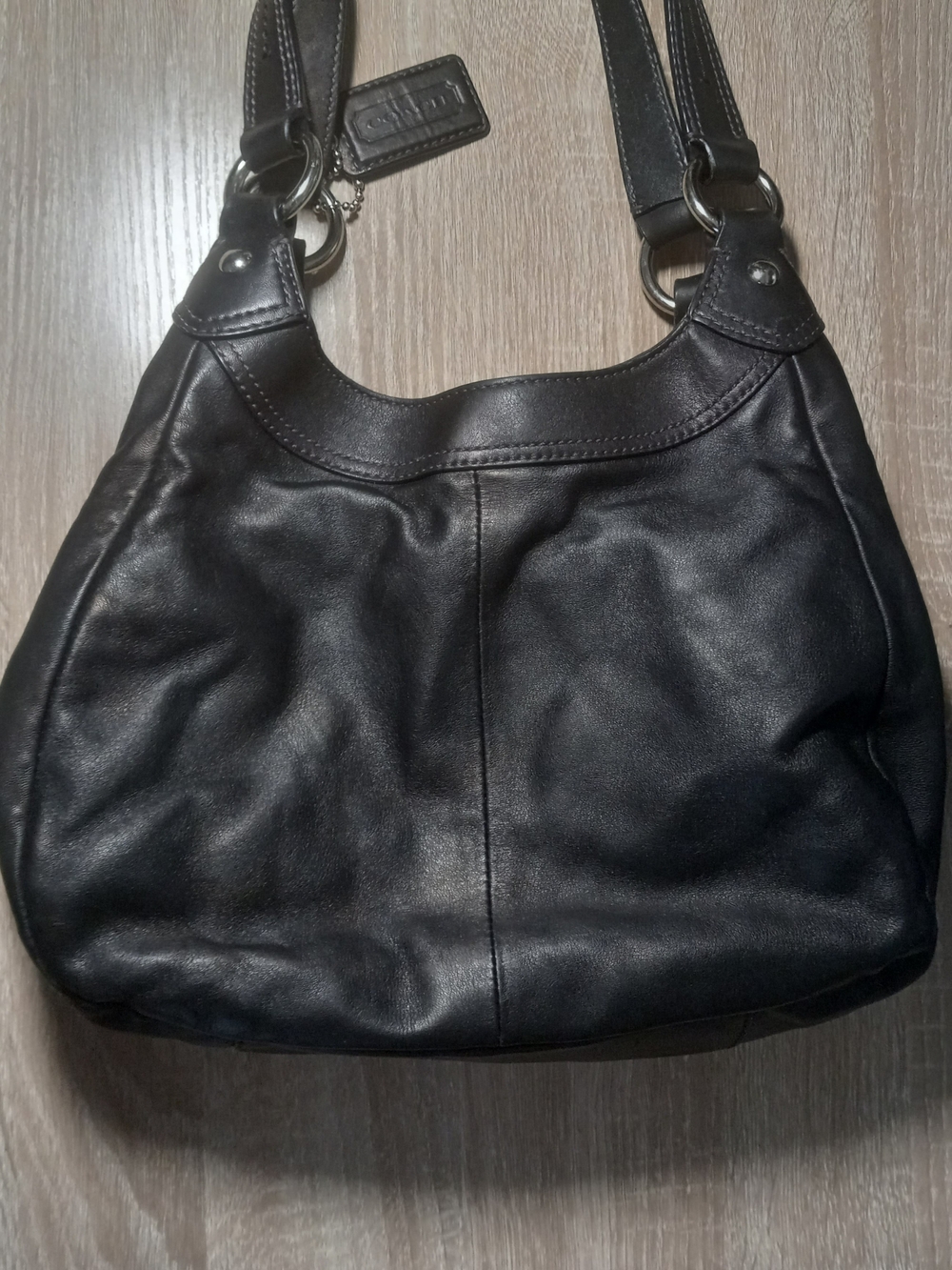 COACH Black Leather Shoulder Bag with Signature Tag - Picture 11 of 13